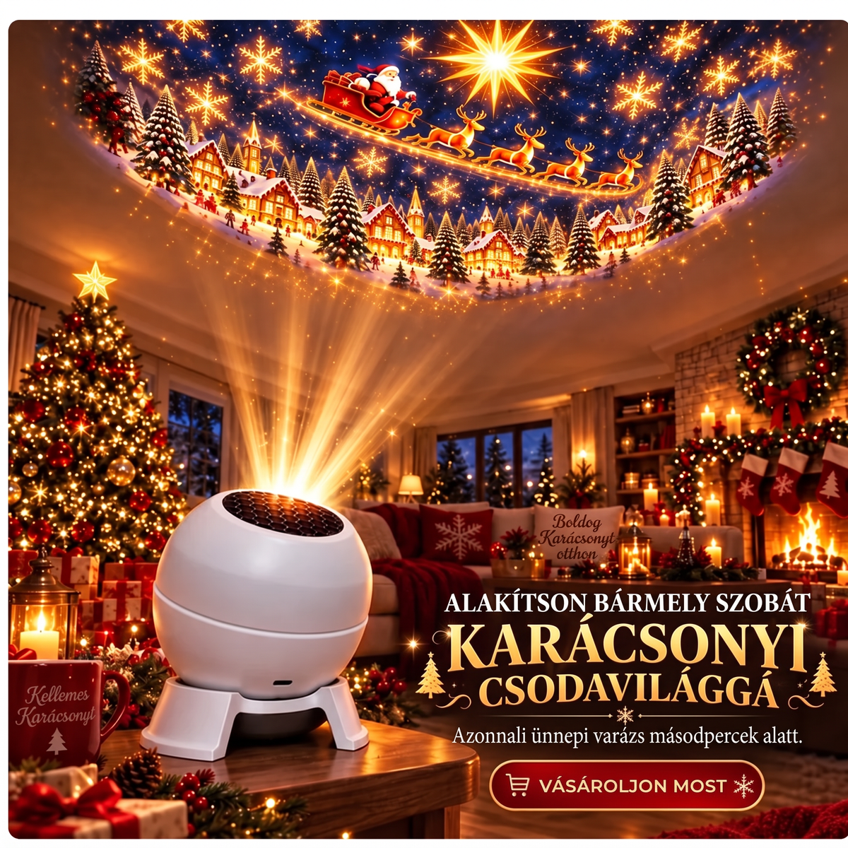 😽😘𝐕𝐄𝐋𝐍𝐎𝐑𝐀® Prémium Karácsonyi Fényprojektor – Ünnepi Kollekció 🎄