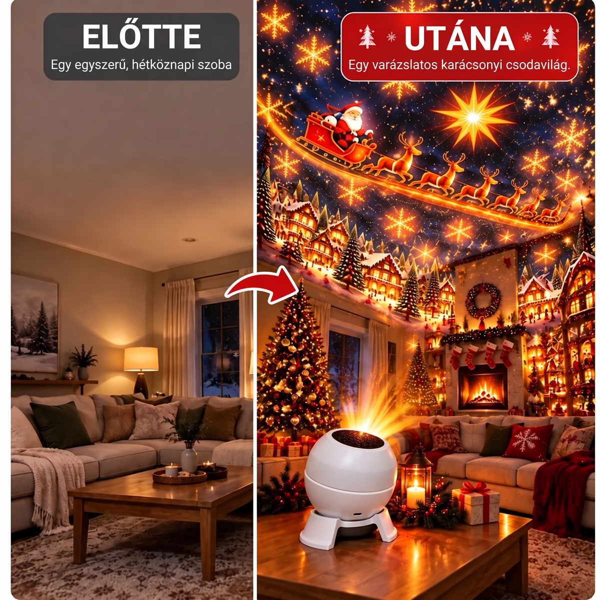 😽😘𝐕𝐄𝐋𝐍𝐎𝐑𝐀® Prémium Karácsonyi Fényprojektor – Ünnepi Kollekció 🎄