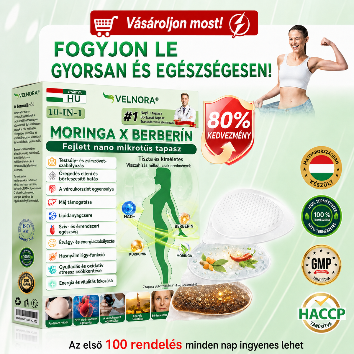 🎉🎁 Hivatalos áruház | 𝐕𝐄𝐋𝐍𝐎𝐑𝐀® Moringa & Berberin 10 az 1-ben fejlett nano-mikrotűs tapasz (naponta csak egyszer, már 7 nap alatt látható változások)